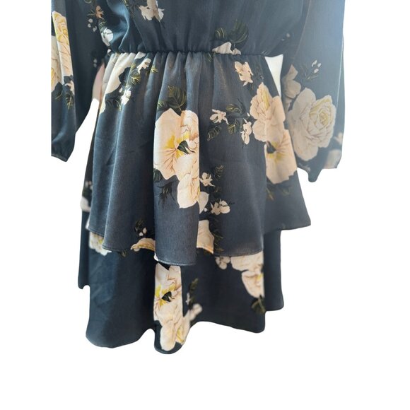 Exceptional Zara Floral Small Wrap DRESS Blue/Dark Gray Ivory Roses - Picture 13 of 16